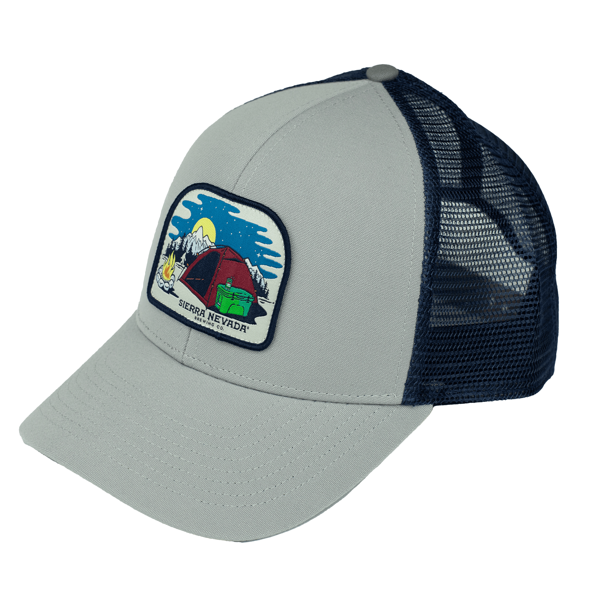 SNBC Camp Life Trucker Hat in light gray/navy