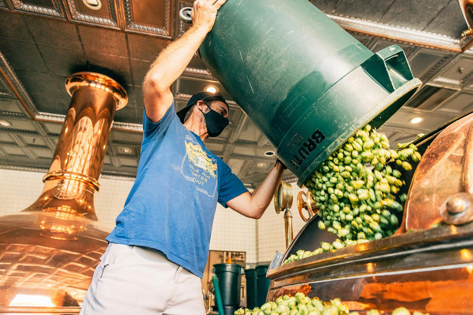 Pushing a Hop Torpedo device at Sierra Nevada Brewing Co.